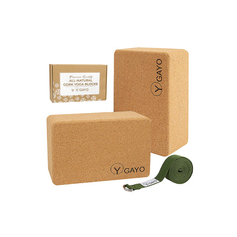 Sustainable Large Cork Yoga Blocks & Strap Set 1 | Gayo Shop
