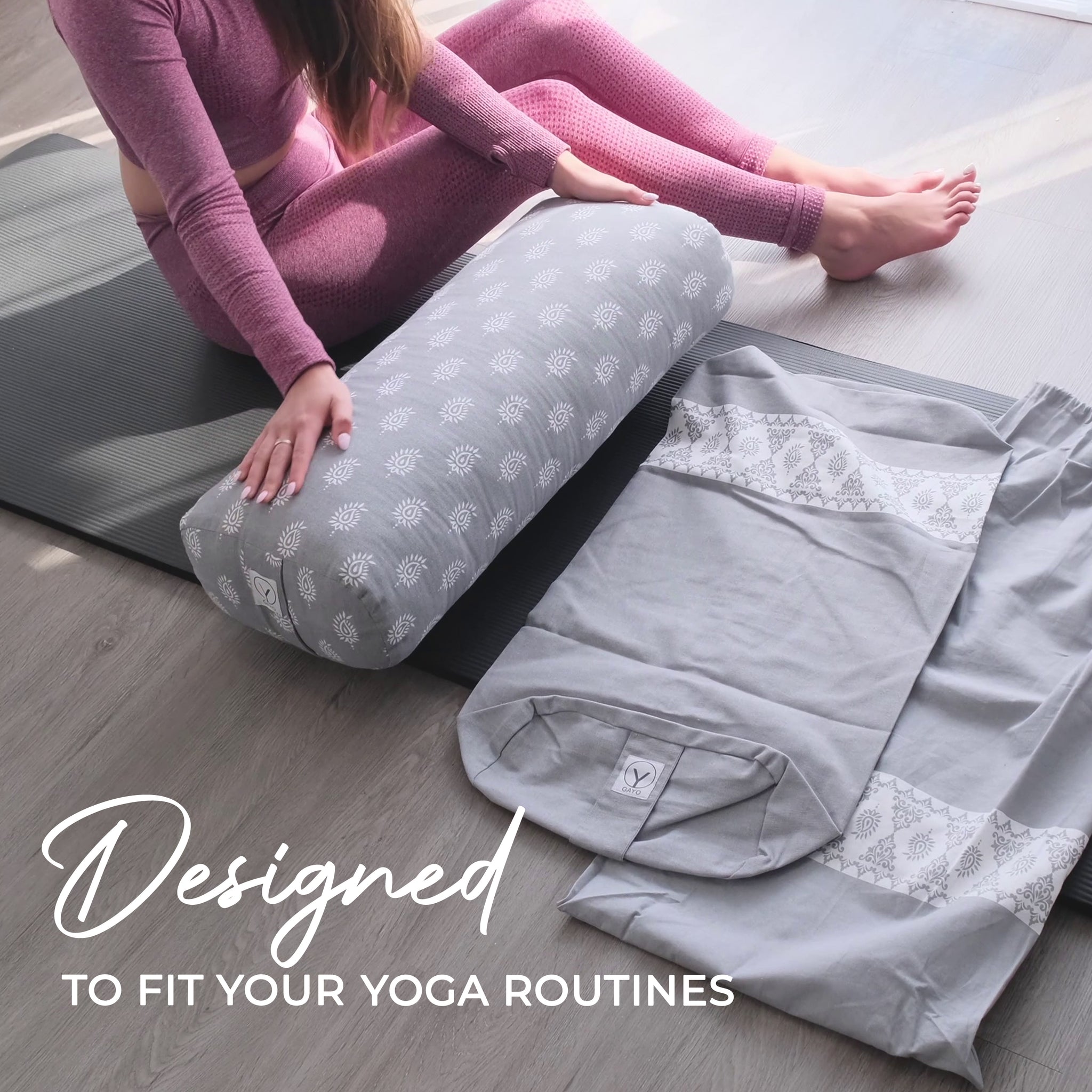 Organic Cotton Yoga Bolster Set: Standard Size with Interchangeable Co –  Gayo